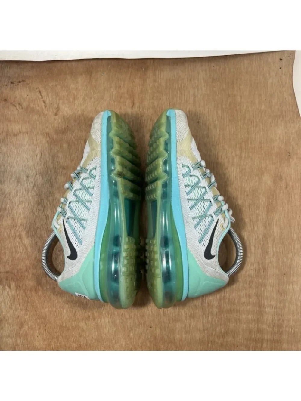 Nike Air Max 2015 Women's Size 6.5 Running Shoes Platinum Green Aqua Athletic